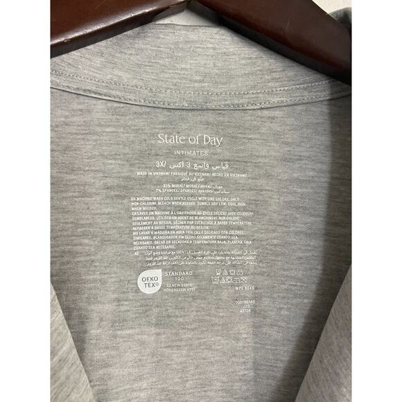 State of Day 3X Luxury Pajama Set Shorts Short Sleeve Shirt Gray Modal Soft NEW - Picture 4 of 9